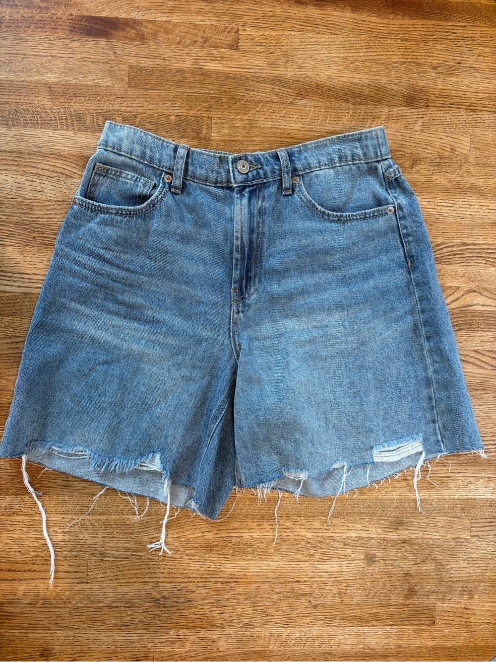 Rewash Light Blue Distressed High-Rise Jean Shorts